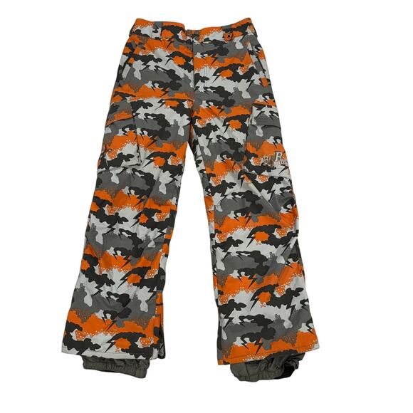 Burton Other - Burton Boys XL Insulated Snowboard Pants Orange Gray Camo Skull Lightning EUC